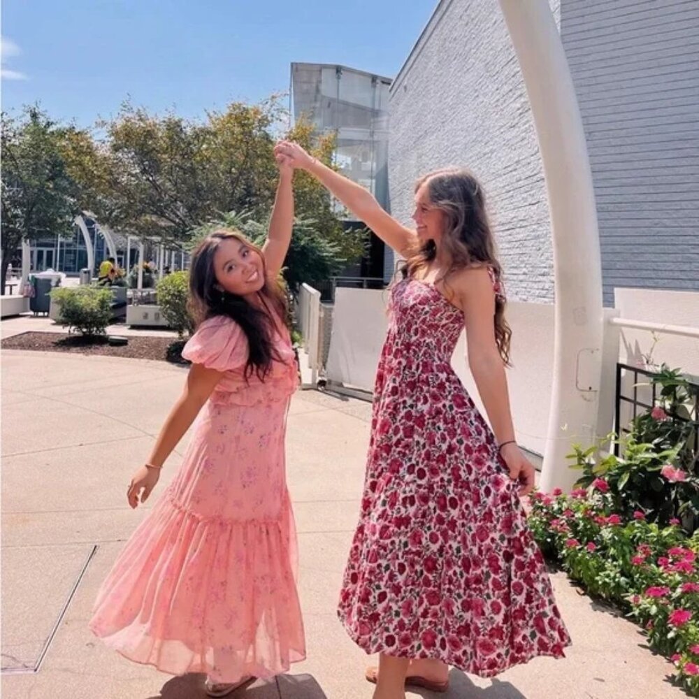 CB POSITANO HANDMADE Floral Pink Maxi Dress - Lightweight Summer Sundress